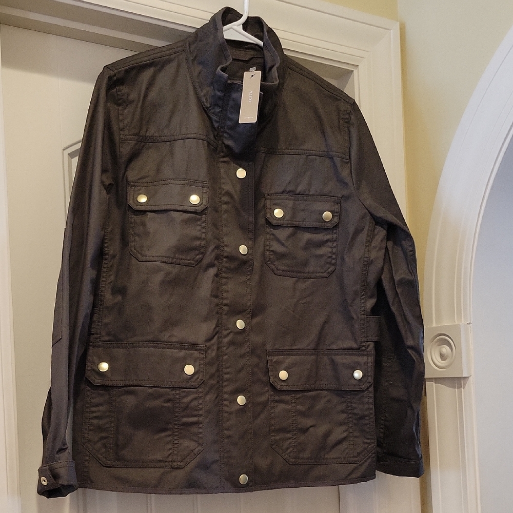 J. Crew Charcoal Jacket with Gold Accents